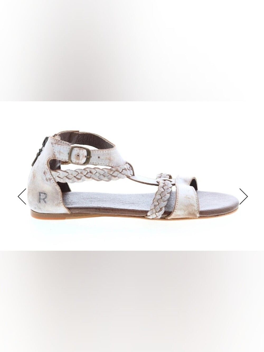 Roan by Bed Stu "Posey" Beige Leather Straps Braided Boho Gladiator Festival